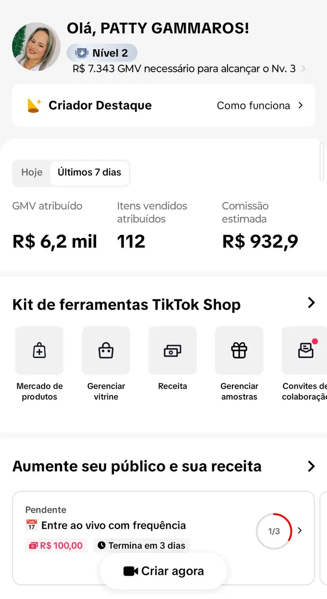 Print de comissão da Patty